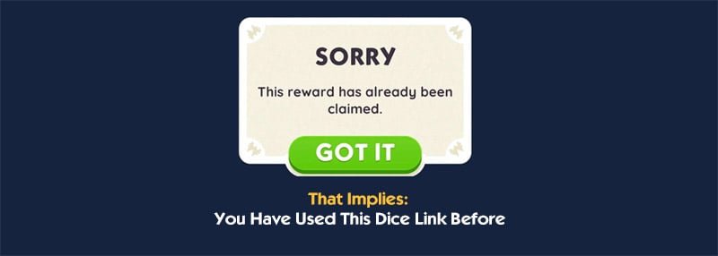 This reward has already been claimed error message in Monopoly GO